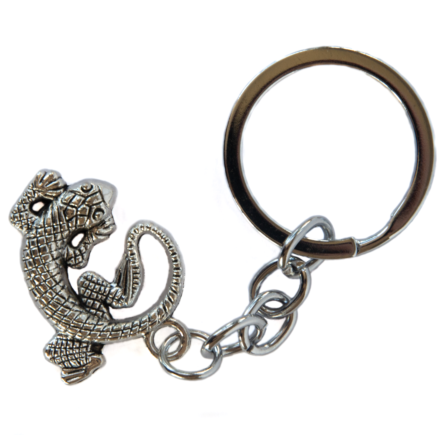 Silver lizard keychain lizard reptile gift collectable reptile keychain