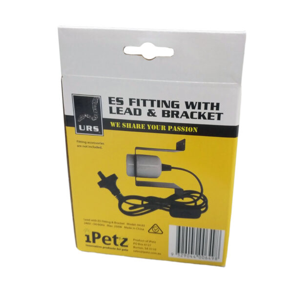 URS ES Fitting with Lead and bracket for reptile heat or light bulbs